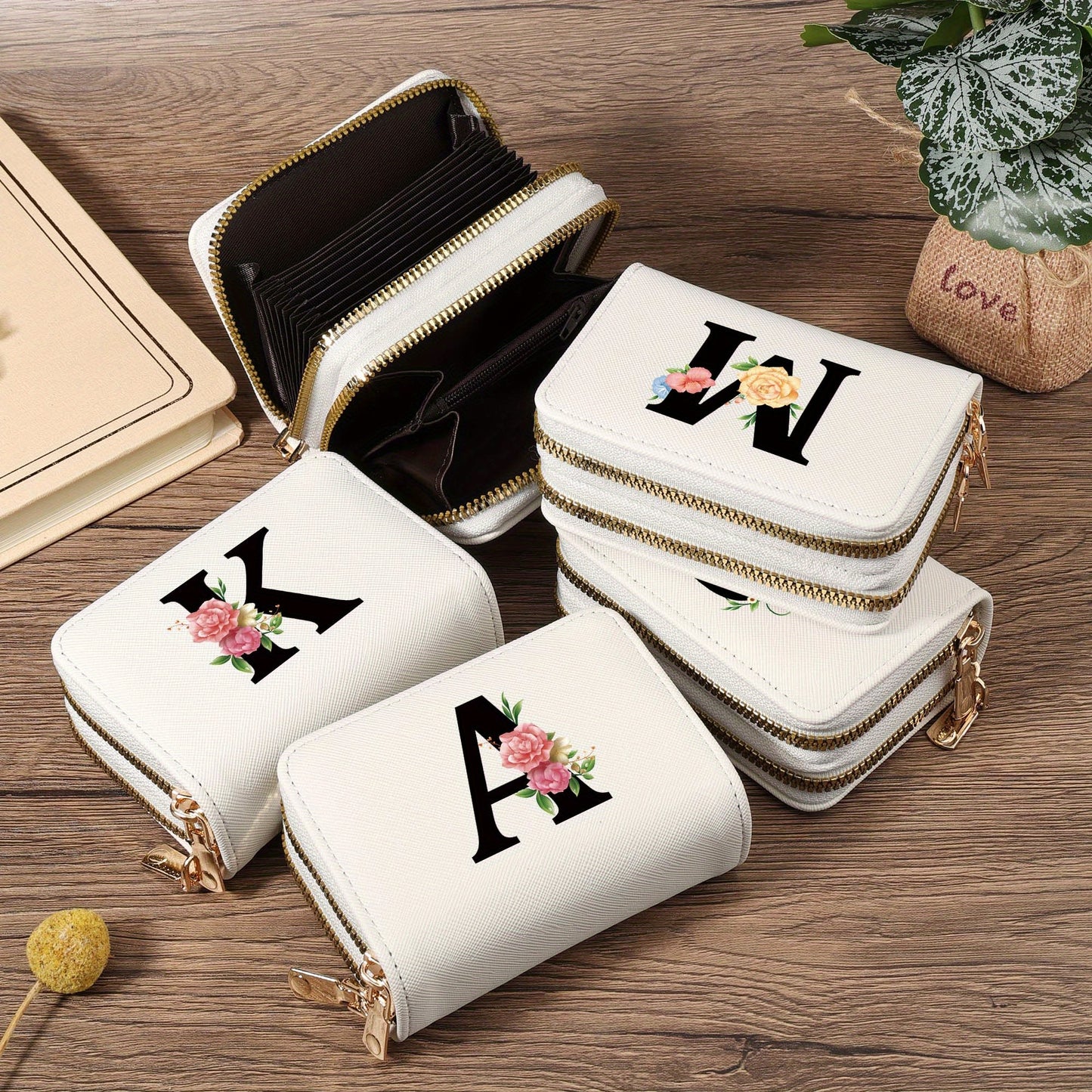 Women's Lightweight Wallet - Compact Zipper Purse with Multiple Card Slots & Coin Pocket, Elegant Monogram Initials, Secure Closure for Everyday, Travel, Gift - Women's Credit Card Organizer, Everyday Carry Purse, Stylish Ini