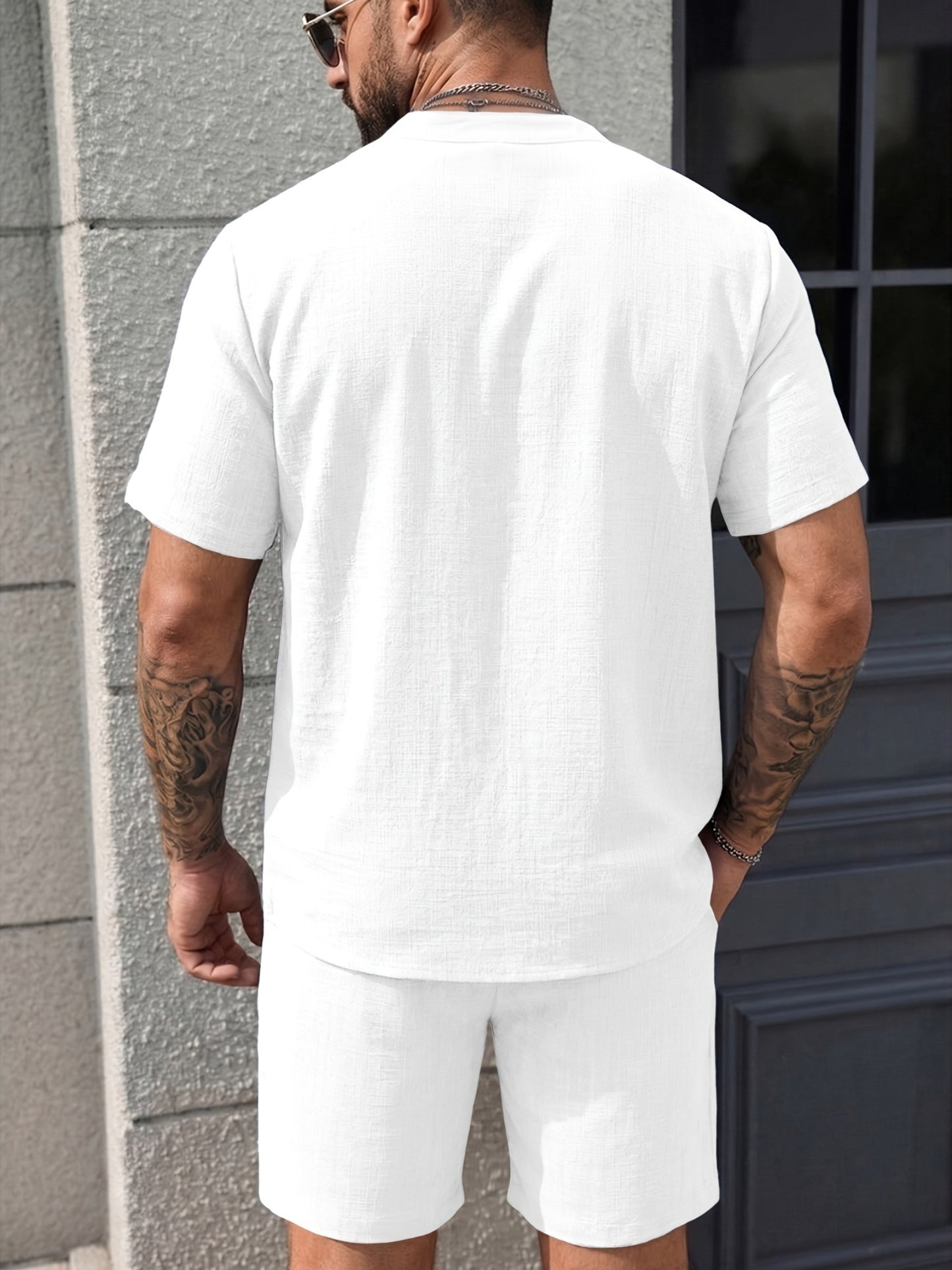 Men's Summer Casual 2-Piece Set Short Sleeve Shirt & Shorts