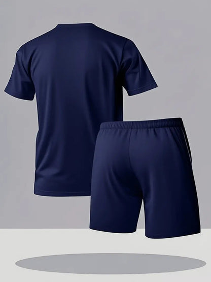 Men's Quick-Dry Swim Set - Breathable Short Sleeve Tee & Boxer Shorts