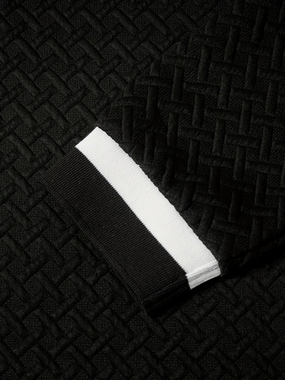 New Autumn Long-Sleeve Sweatshirt Made of Textured Fabric with a Polyester Collar And Versatile Spandex, Knit