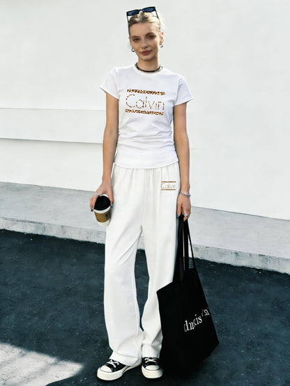 Women’s Y2K T-Shirt & Pants Set with Slim Fit and Print