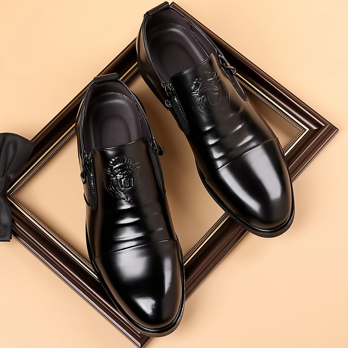 Men's Pointed Toe Business Loafers with Zipper Closure