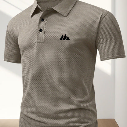 FS1128 Style Men'S Jacquard Polo Shirt with Unique Print Patterns, Casual Short Sleeves, Summer Fashion, Breathable Embossed Top, a Perfect Gift - ayq