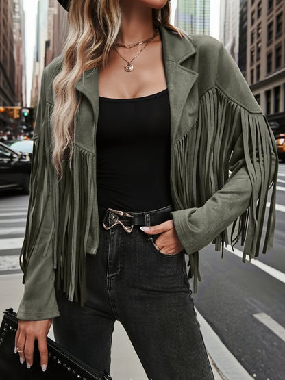 Plus Size, Women's Plus Size Elegant Long Jacket Coat - Soft Formal Lapel collar, All-Season Chic Outerwear for Office, Party, Everyday - Plus Friendly Elegant Jacket for Women, Party Attire, Suedelike Texture, Fuzzy Textured