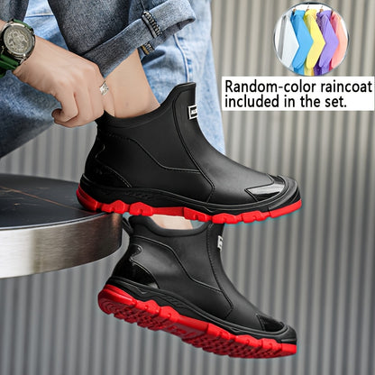Men's High-Top PU Rain Boots for Outdoor Walking