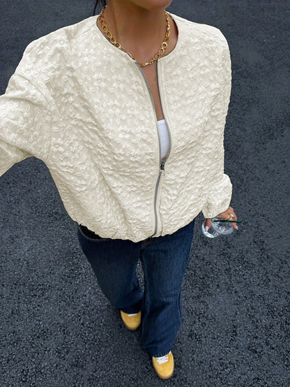 Solid Color Zip-Up Casual Jacket