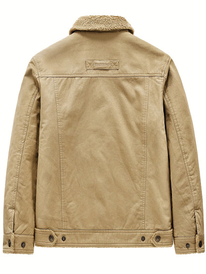 Men's High-End Fashion Casual Versatile Fleece-Lined Thickened Windproof Warm Hooded Winter Jacket