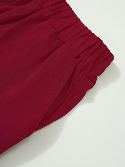 Women’s Casual 2-Piece Set Short Sleeve Top & Wide-Leg Pants - ayq