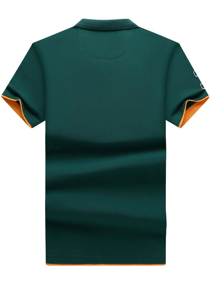Men'S Short-Sleeve Polo Shirt with 95% And Embroidered Design - ayq