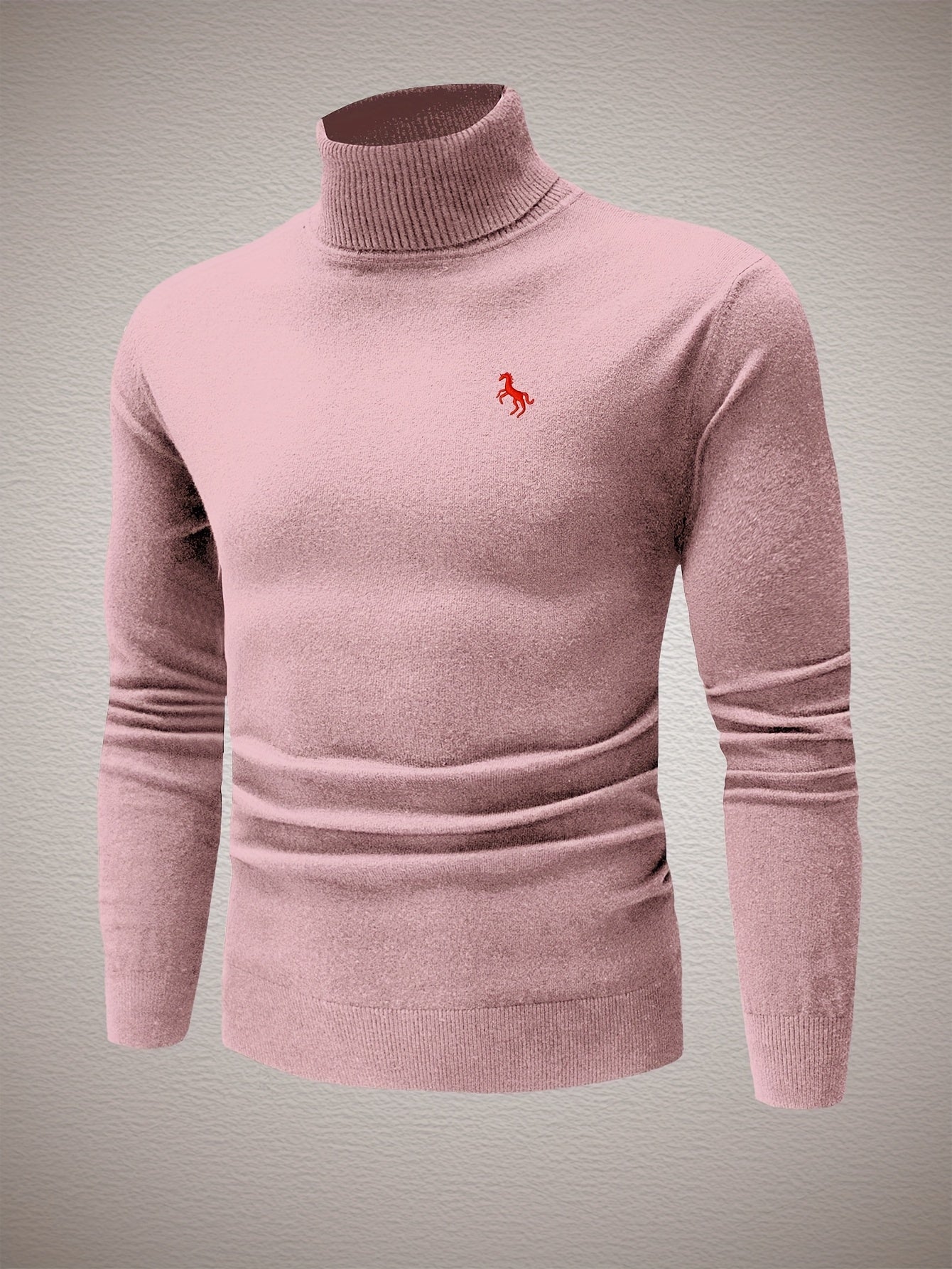 Men's Slim Fit High-Neck Knitted Pullover Sweater for Fall/Winter