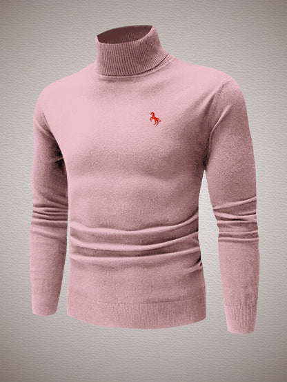 Men's Slim Fit High-Neck Knitted Pullover Sweater for Fall/Winter
