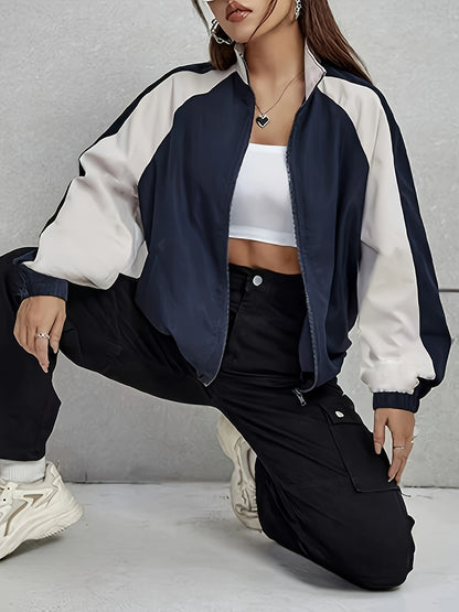 Women's Elegant Mandarin Collar Jacket - Burgundy & Half-Zip Coat with White Piping, All-Season Structured Outerwear (Black /Notch), Machine Washable Casual to Formal Blazer for & Social Events, Jackets For Women, Jacket For