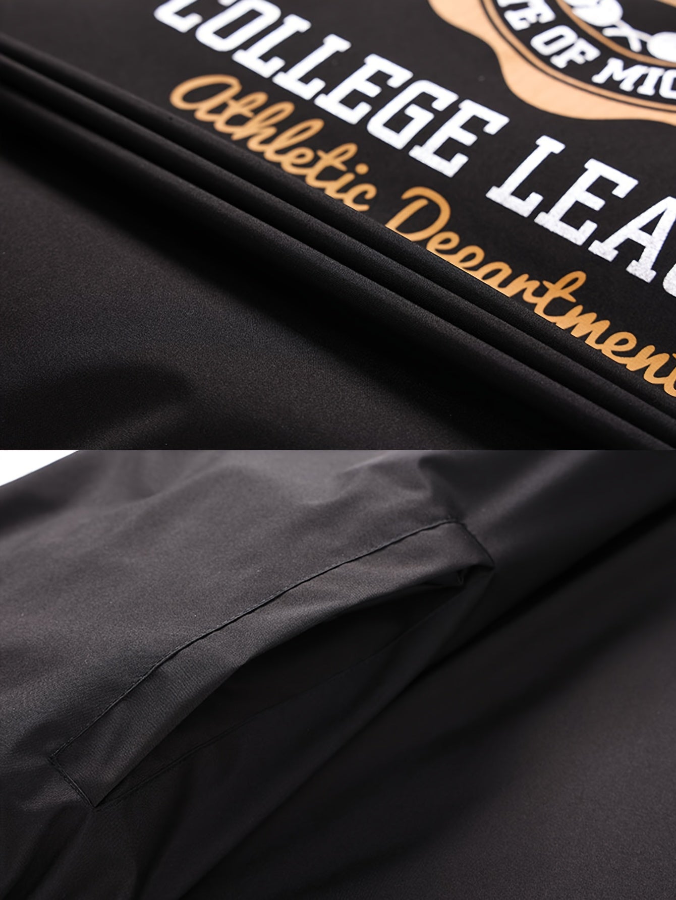 Men'S Stylish Hooded Winter Jacket - Thickened, Warm, and Trendy with Geometric Pattern, Black with Orange Accents, Polyester Filler, Perfect for Cold Weather, Winter Jacket Hooded