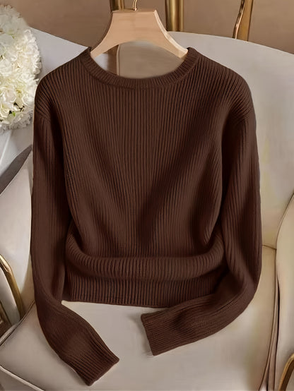 Elegant Ladies' Solid Color T-Shirt for Spring and Fall