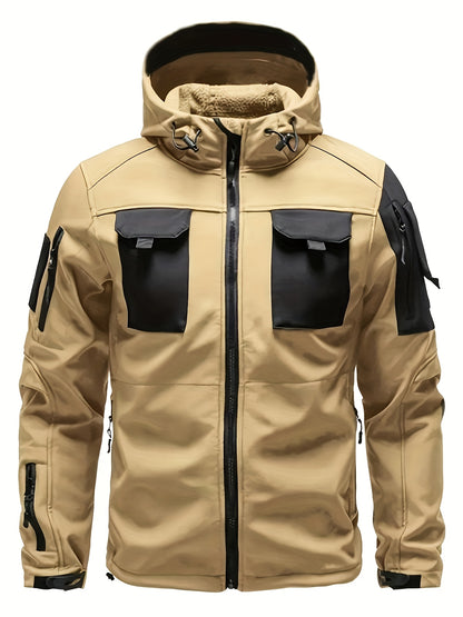 Men's Outdoor 2-Piece Hooded Fleece Jacket & Cargo Pants Set