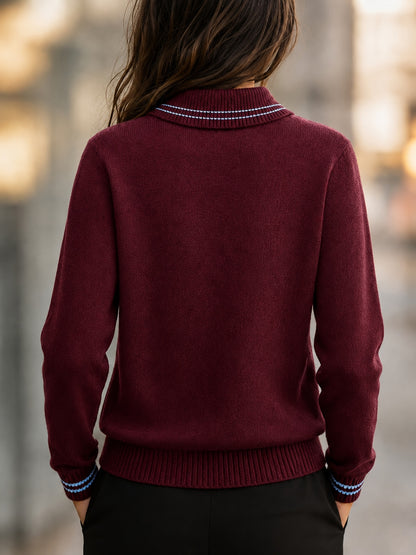 Women's Chocolate Brown Slim Fit High Neck Sweater for Fall Winter