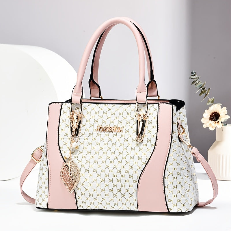 Women's Elegant Quilted Tote Bag with Removable Strap - Faux Leather