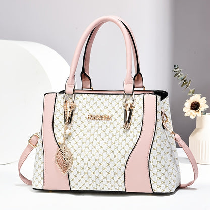 Women's Elegant Quilted Tote Bag with Removable Strap - Faux Leather