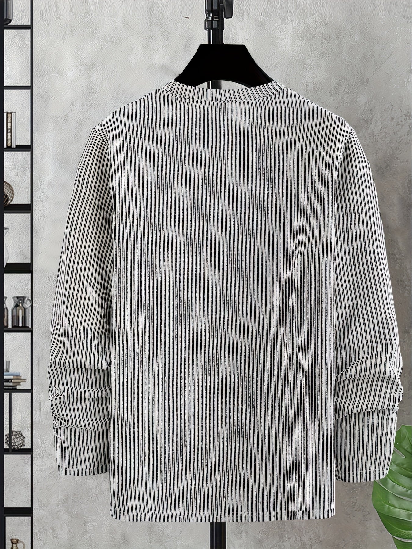 Men's Casual Knit Sweater - Spring/Fall Ribbed Crew Neck Top