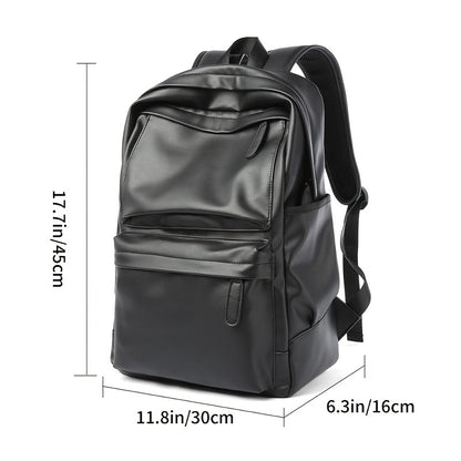 Men's Casual PU Leather Backpack with Laptop Compartment