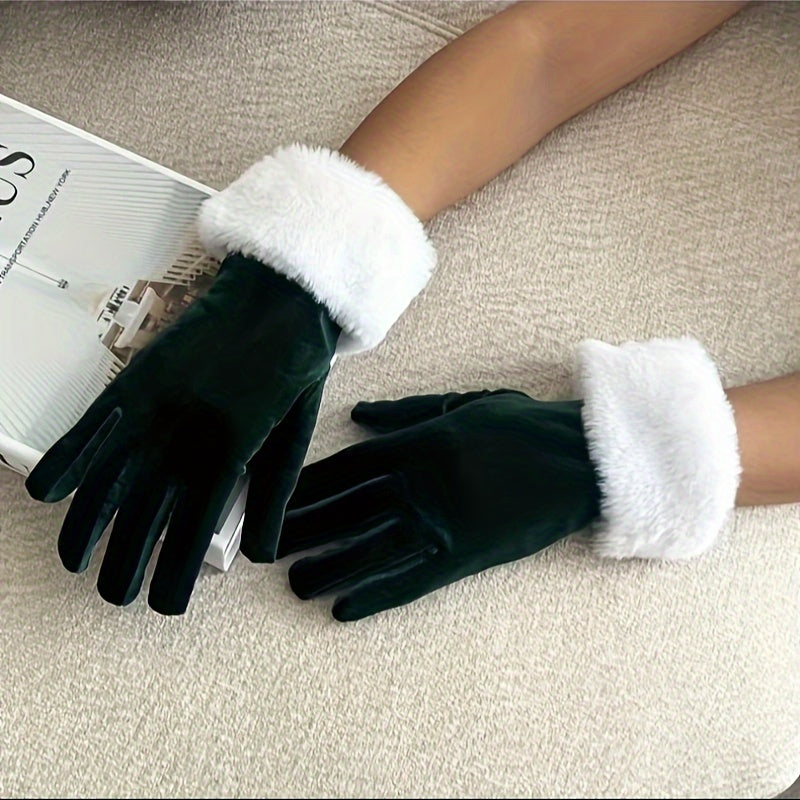 Christmas Velvet Luxury Gloves for Men and Women - Soft Warm Touchscreen Gloves, Suitable for Cold Weather, Outdoor Activities, Driving Warm Winter Gloves - Ideal Christmas, Valentine'S Day Gift, Christmas Glove, Glove, Elega