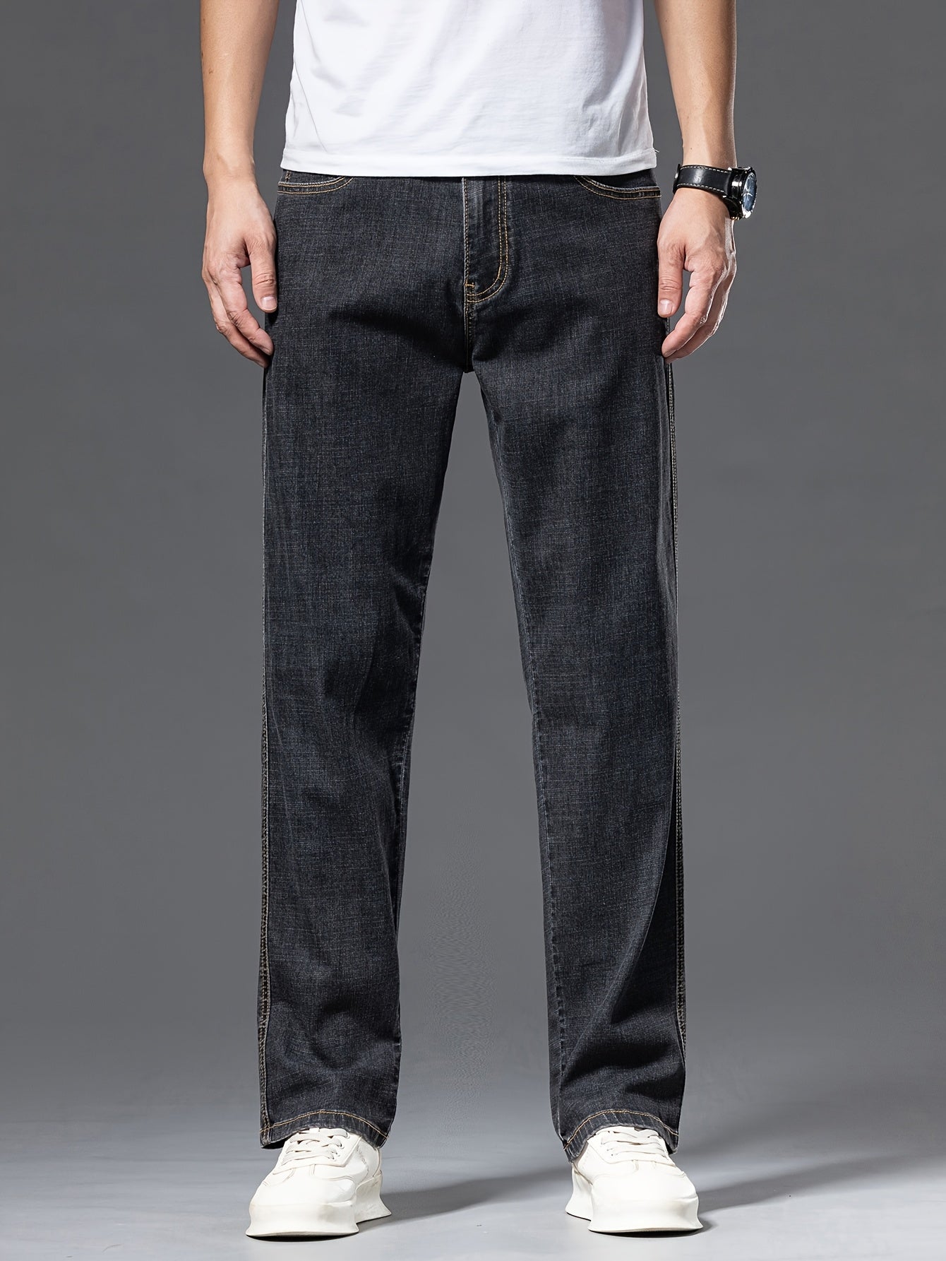 Geng Yuanshi High-End Summer Men's Jeans New Trend Fashion Straight-Leg Light Business Stretch Denim Pants