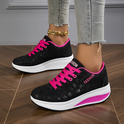 Women's Fashion Sneakers - Low-Top Lace-Up Casual Shoes with Synthetic Cover Upper, Breathable Fabric Lining  MD Cushioned Sole for All-Day Comfort - All-Season Versatile Wear, Everyday Comfort Footwear, Sleek Shoe Design, S