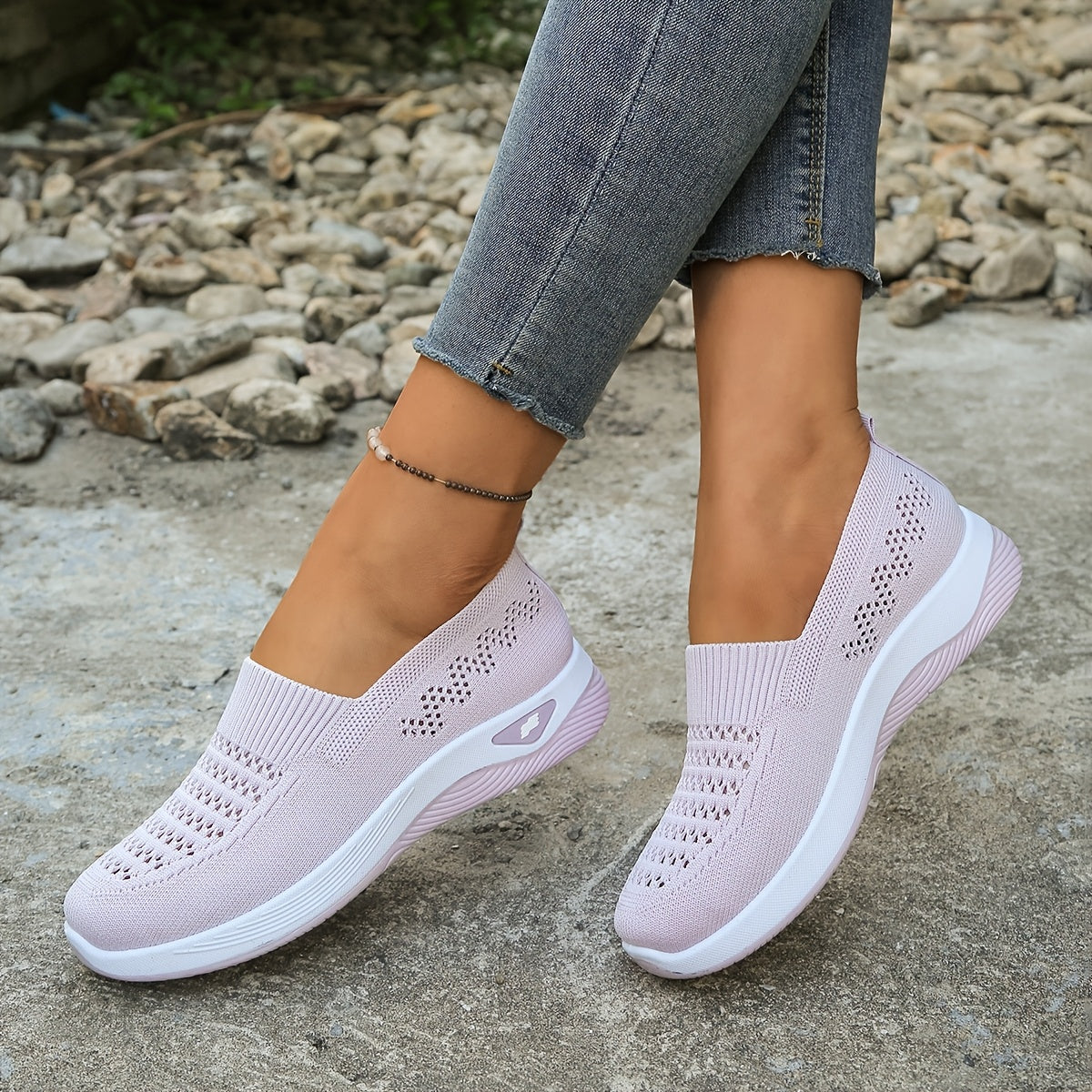 Women's Lightweight Breathable Slip-On Sneakers with Cushioned Sole
