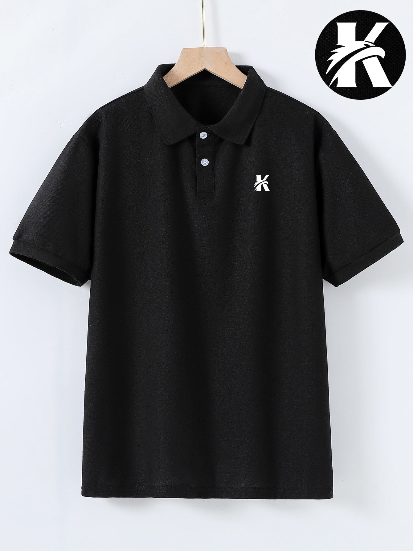 Teen Boys' Summer Casual Polo Shirt with Letter K Print