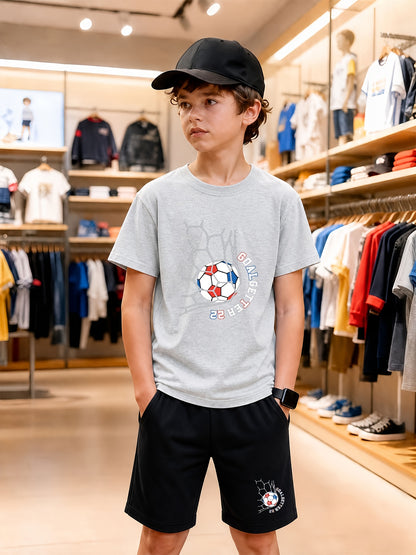 Boys' Cotton Casual T-Shirt & Shorts Set for Spring Summer