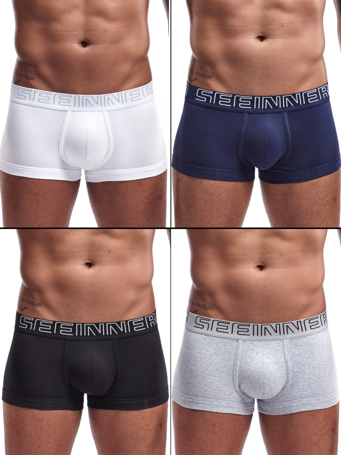Men's Cotton Boxer Briefs 4-Pack - Breathable, Moisture-Wicking Fit