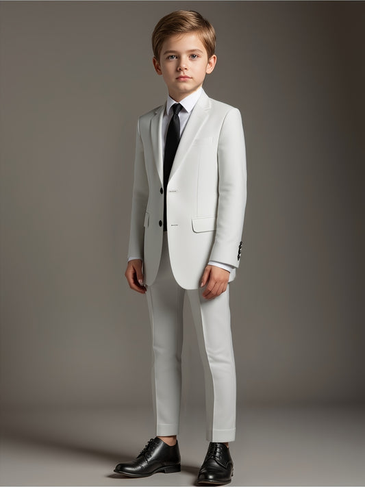 Boys' White Two-Piece Suit Regular Fit for Formal Occasions