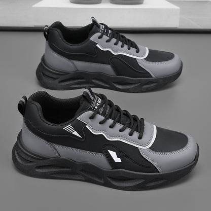 Men's Retro Sporty Casual Sneakers - Low-Top Breathable PU Upper, Cushioned EVA Insole  Durable PVC Outsole - All-Season Comfort for Daily Wear, Running  Casual Outings - Black