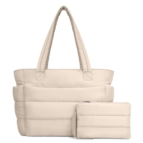 Lightweight Quilted Puffer Tote Bag for Women, Travel & Work