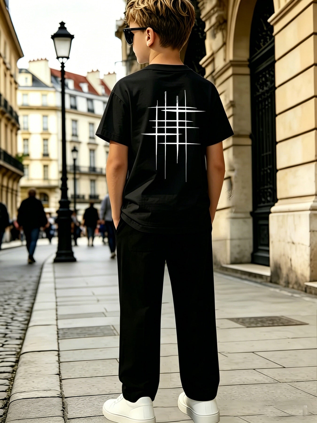 Boys' Casual Geometric Print Short Sleeve & Pants Set