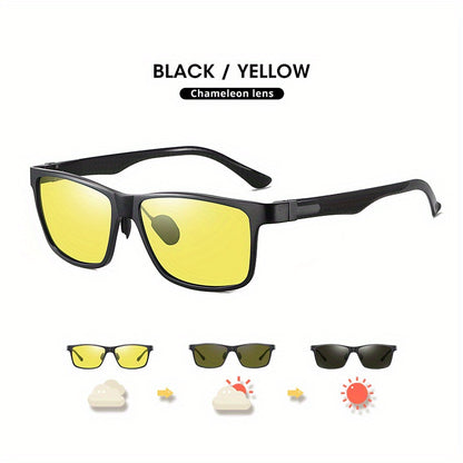 Photochromic Square Sunglasses for Men and Women - Day & Night Driving