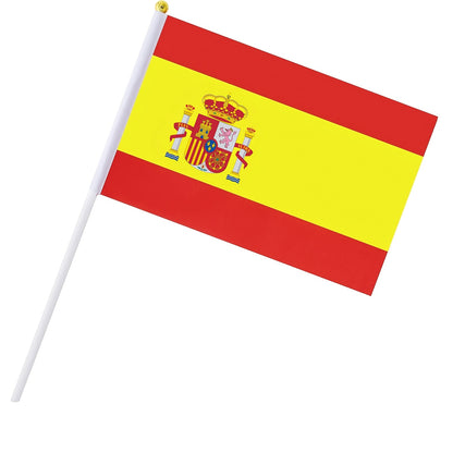 Spanish Handheld Flags 6 or 12-Pack for Sports & Party Decor