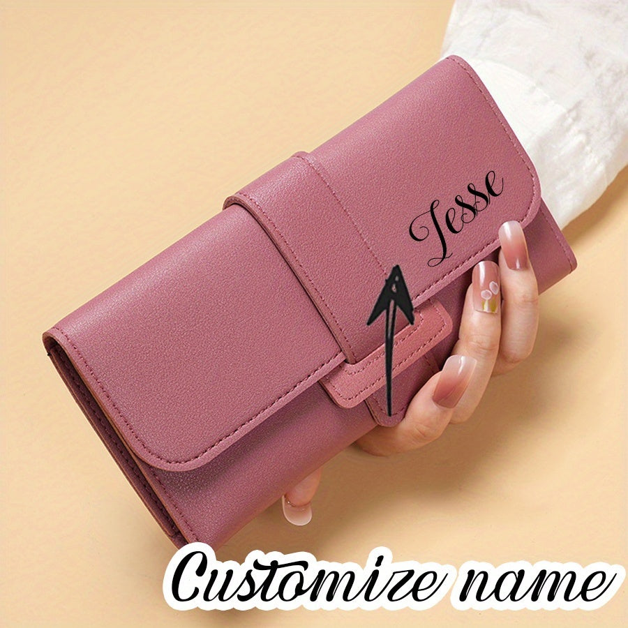 Customized Women's wallet, Women's long style, three fold flip cover, Korean version, small fresh student change pocket, multifunctional buckle wallet. Sending birthday gifts, souvenirs to girlfriends, friends