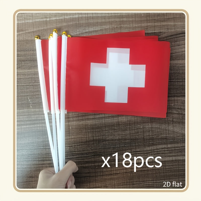 Mini Switzerland Handheld Flag - 2D Polyester Garden & Party Decor