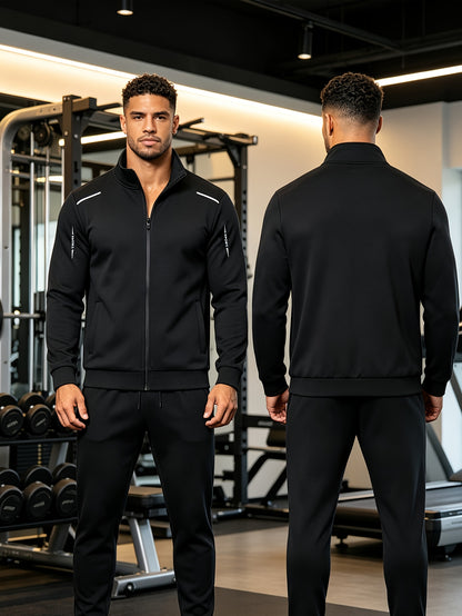 Men's Spring/Fall Stand-Up Collar Sports Cardigan Suit