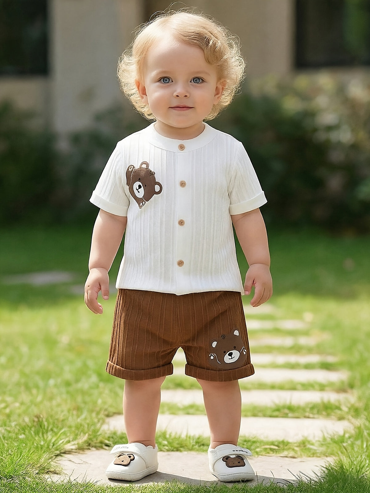 Cute Baby Girl Summer Cardigan & Striped Shorts Set - ayq