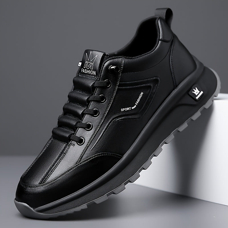 Men's All-Season Breathable White Sneakers - Casual  Sporty, Non-Slip Soft Rubber Sole, Low-Top Design with Pull Tab, Comfortable Microfiber Upper for Casual Attire