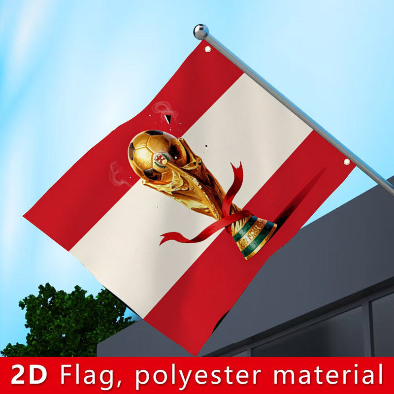 Austrian Football Flag with Golden Trophy - Durable Outdoor Banner