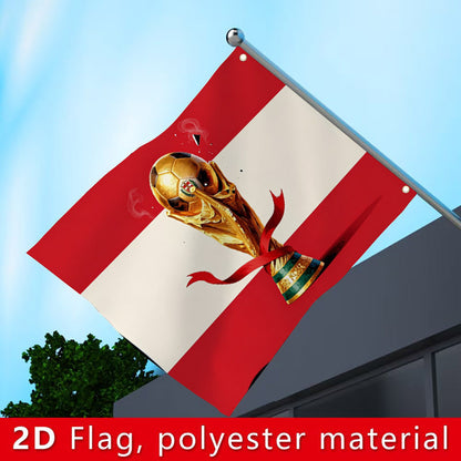 Austrian Football Flag with Golden Trophy - Durable Outdoor Banner