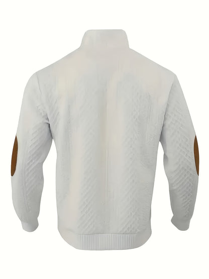 Milan High-Quality New Luxury Men'S Stand-Up Collar Jacquard Knitted Sweater, Casual Long-Sleeve Jacquard Golf Shirt