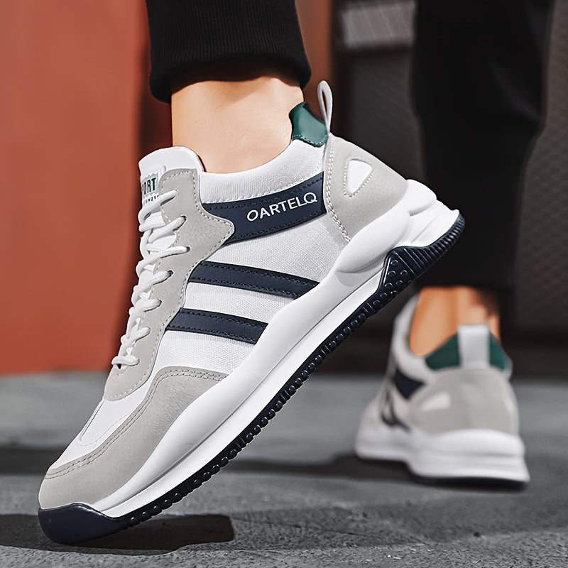 Men's Breathable Lace-Up Sneakers - Casual  Stylish, Versatile for All Seasons, Non-Slip Rubber Sole
