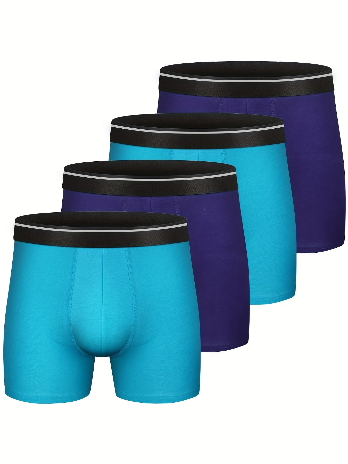 Men's 4-Pack Cotton Stretch Trunk Underwear with Wide Elastic Band