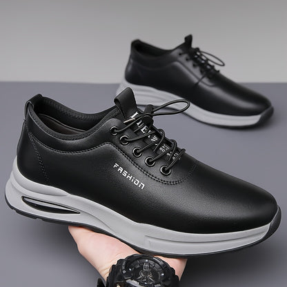 Men's Fashion Sneakers - Lightweight, Breathable Casual Shoes with Soft Rubber Sole, White  Black Design, Comfortable Low-Top Lace-Up Style for Casual Attire