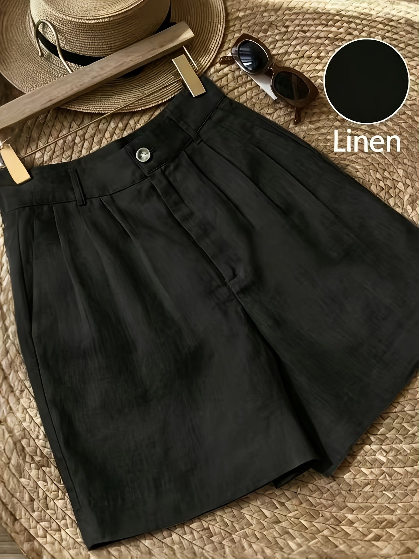 Elegant Women’s Linen Blend Summer Shorts with Pockets