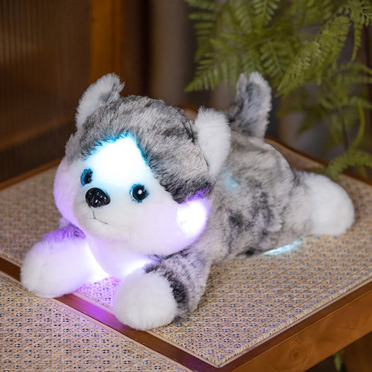 Adorable Husky Plush Night Light - 35Cm/13.7" Soft Stuffed Dog Toy Featuring a Glowing LED, Perfect for & Teens, Great Birthday Or Holiday Present